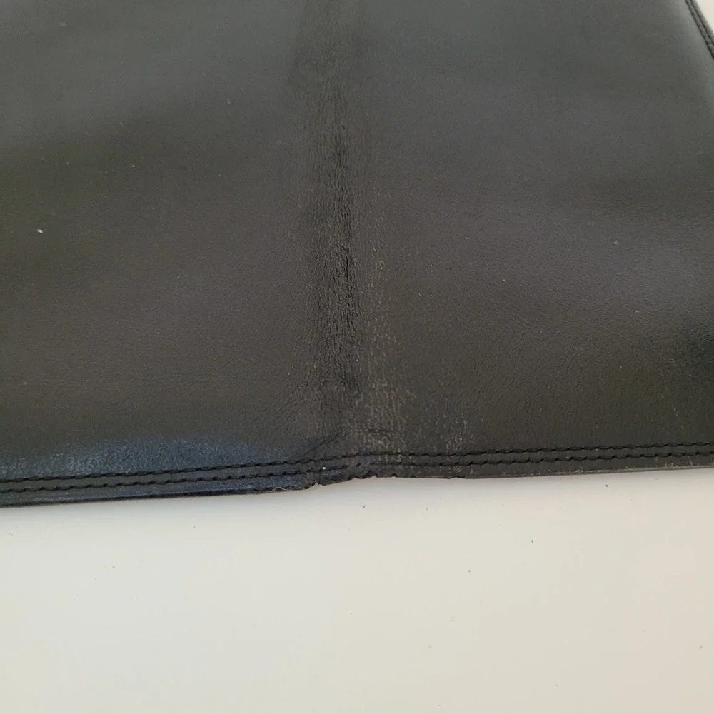 Givenchy Vintage Black Leather Long Bifold Wallet 4G Logo Paris Mens Womens